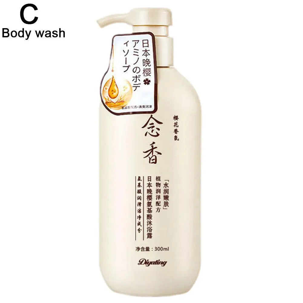 "Routine Soins Complets 300ml "JAPAN SAKURA": Shampoing ,Après-Shampoing et Gel Douche"
