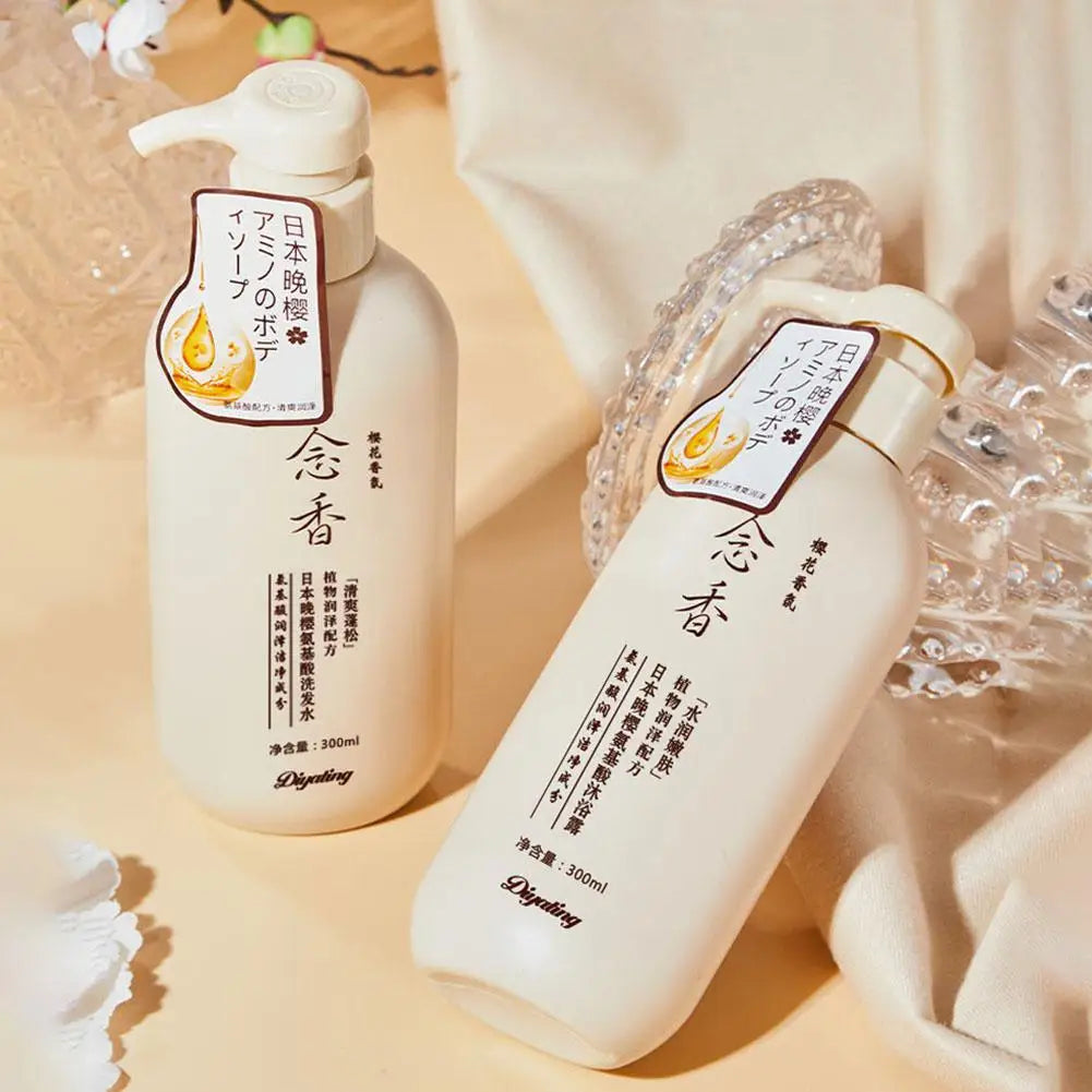 "Routine Soins Complets 300ml "JAPAN SAKURA": Shampoing ,Après-Shampoing et Gel Douche"