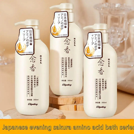 "Routine Soins Complets 300ml "JAPAN SAKURA": Shampoing ,Après-Shampoing et Gel Douche"